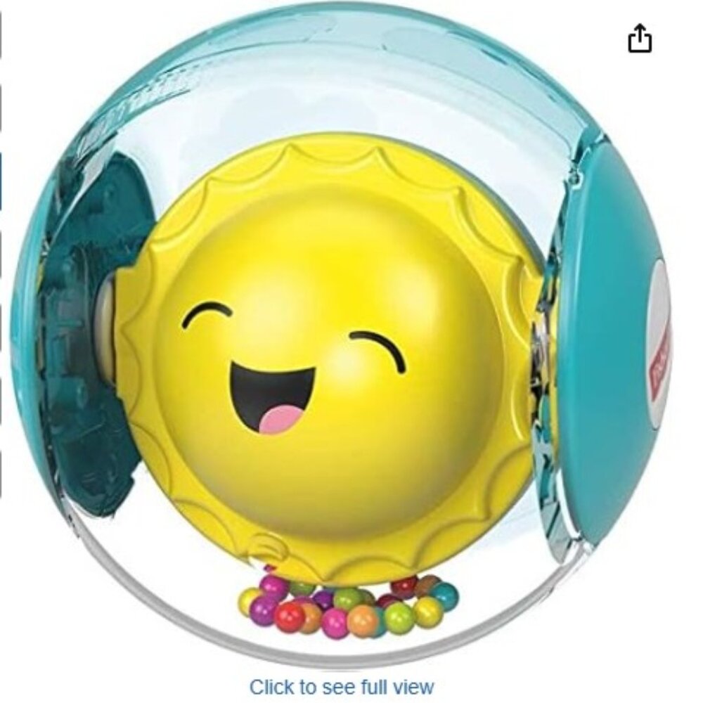 Fisher Price Hello Sunshine Rattle Ball Sensory Baby Toy Sun Rainbow Beads